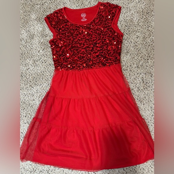 Wonder Nation Red Sequin Holiday Dress Girls size L 10/12 - Picture 1 of 4
